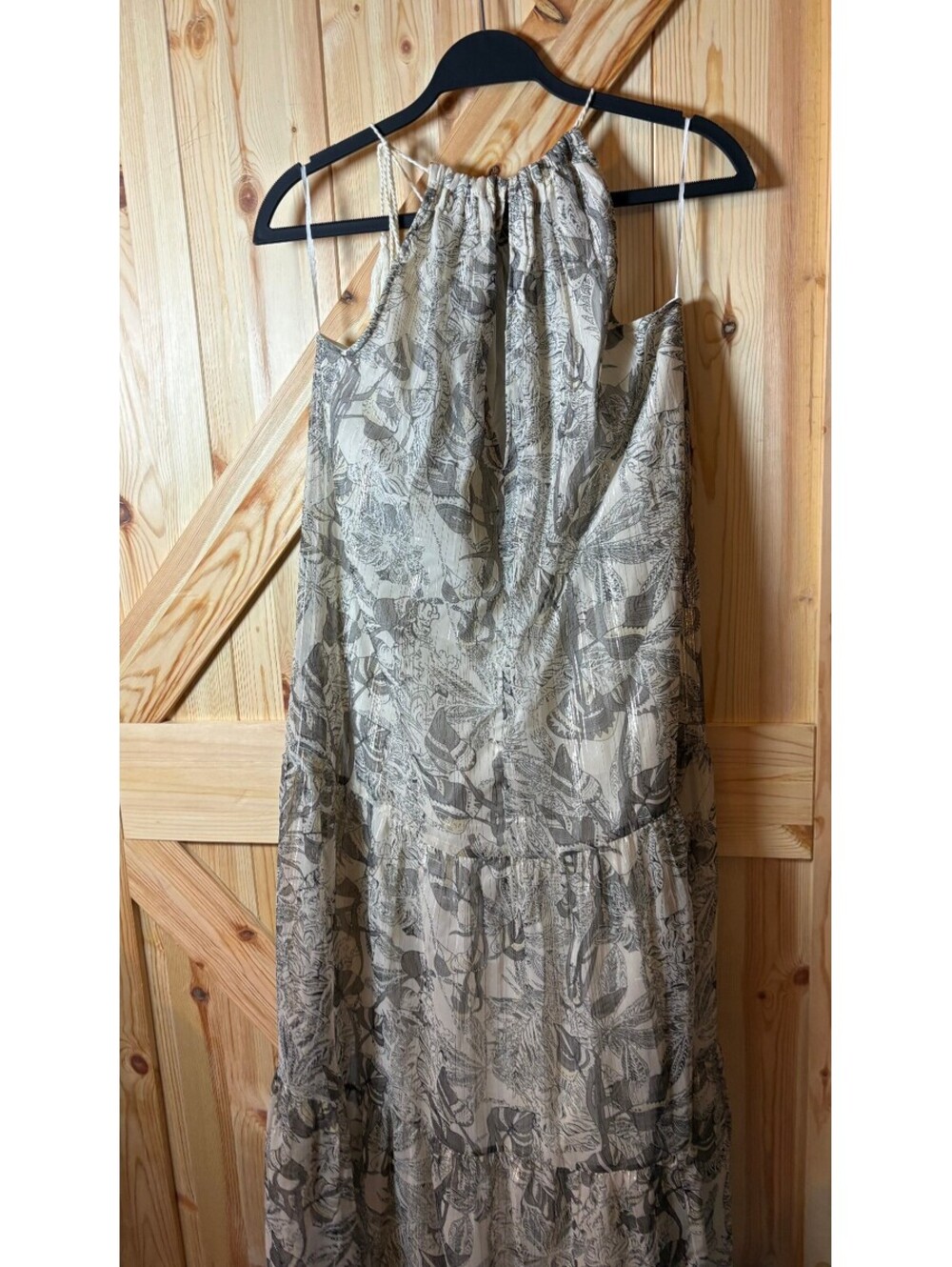 World Market S/M Floral Maxi Dress with Metallic Details